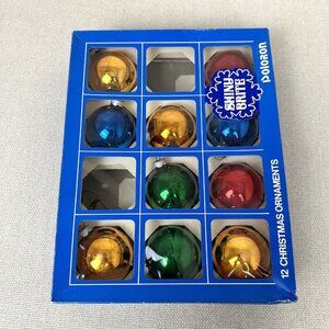 Shiny Brite Retro Vintage Multicolor Rainbow Glass Ornaments, Poloron Box #5